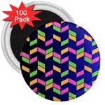 Background Pattern Geometric Pink Yellow Green 3  Magnets (100 pack)