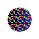 Background Pattern Geometric Pink Yellow Green Rubber Round Coaster (4 pack)