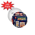 Cars Snow City Landscape Vintage Old Time Retro Pattern 1.75  Buttons (100 pack) 