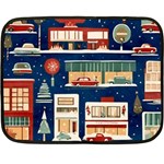 Cars Snow City Landscape Vintage Old Time Retro Pattern Two Sides Fleece Blanket (Mini)