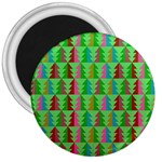 Trees Pattern Retro Pink Red Yellow Holidays Advent Christmas 3  Magnets