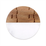 Trees Pattern Retro Pink Red Yellow Holidays Advent Christmas Classic Marble Wood Coaster (Round) 