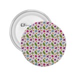 Pattern Flowers Leaves Green Purple Pink 2.25  Buttons