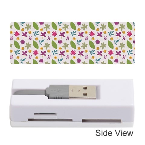 Pattern Flowers Leaves Green Purple Pink Memory Card Reader (Stick) from ArtsNow.com Front