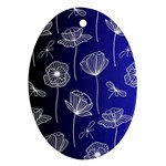 Pattern Floral Leaves Botanical White Flowers Ornament (Oval)