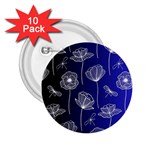 Pattern Floral Leaves Botanical White Flowers 2.25  Buttons (10 pack) 