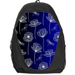 Pattern Floral Leaves Botanical White Flowers Backpack Bag