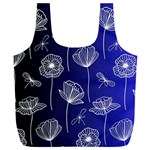 Pattern Floral Leaves Botanical White Flowers Full Print Recycle Bag (XXL)