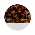 Pattern Floral Leaves Botanical White Flowers Marble Wood Coaster (Round)