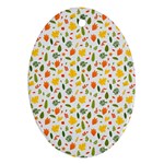 Background Pattern Flowers Leaves Autumn Fall Colorful Leaves Foliage Oval Ornament (Two Sides)