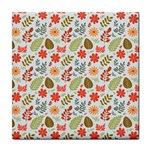 Background Pattern Flowers Design Leaves Autumn Daisy Fall Tile Coaster
