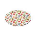 Background Pattern Flowers Design Leaves Autumn Daisy Fall Sticker (Oval)