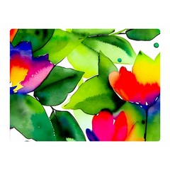 Watercolor Flowers Leaves Foliage Nature Floral Spring Two Sides Premium Plush Fleece Blanket (Mini) from ArtsNow.com 35 x27  Blanket Front