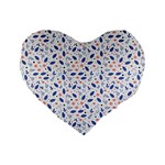 Background Pattern Floral Leaves Flowers Standard 16  Premium Flano Heart Shape Cushions