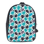 Leaves Monstera Pattern Nature Blue Purple Mauve Flora School Bag (Large)