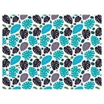 Leaves Monstera Pattern Nature Blue Purple Mauve Flora Two Sides Premium Plush Fleece Blanket (Baby Size)