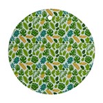 Leaves Tropical Background Pattern Green Botanical Texture Nature Foliage Ornament (Round)