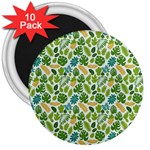 Leaves Tropical Background Pattern Green Botanical Texture Nature Foliage 3  Magnets (10 pack) 
