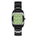 Leaves Tropical Background Pattern Green Botanical Texture Nature Foliage Stainless Steel Barrel Watch