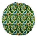 Leaves Tropical Background Pattern Green Botanical Texture Nature Foliage Large 18  Premium Flano Round Cushions