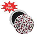 Roses Flowers Leaves Pattern Scrapbook Paper Floral Background 1.75  Magnets (10 pack) 