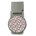 Roses Flowers Leaves Pattern Scrapbook Paper Floral Background Money Clips (Round) 