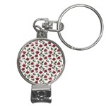 Roses Flowers Leaves Pattern Scrapbook Paper Floral Background Nail Clippers Key Chain