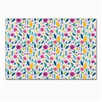 Background Pattern Leaves Pink Flowers Spring Yellow Leaves Postcards 5  x 7  (Pkg of 10)