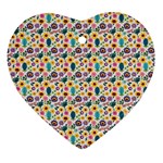Floral Flowers Leaves Tropical Pattern Ornament (Heart)