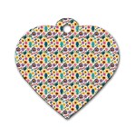 Floral Flowers Leaves Tropical Pattern Dog Tag Heart (Two Sides)