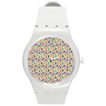 Floral Flowers Leaves Tropical Pattern Round Plastic Sport Watch (M)