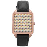 Floral Flowers Leaves Tropical Pattern Rose Gold Leather Watch 