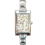 Vintage Floral Flower Pattern Art Nature Blooming Blossom Botanical Botany Rectangle Italian Charm Watch