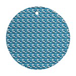 Blue Wave Sea Ocean Pattern Background Beach Nature Water Round Ornament (Two Sides)