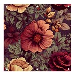 Flowers Pattern Texture Design Nature Art Colorful Surface Vintage Banner and Sign 4  x 4 