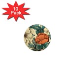 Flowers Pattern Texture Art Colorful Nature Painting Surface Vintage 1  Mini Magnet (10 pack) 