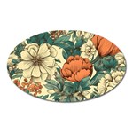Flowers Pattern Texture Art Colorful Nature Painting Surface Vintage Oval Magnet