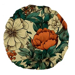 Flowers Pattern Texture Art Colorful Nature Painting Surface Vintage Large 18  Premium Flano Round Cushions from ArtsNow.com Back