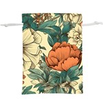 Flowers Pattern Texture Art Colorful Nature Painting Surface Vintage Lightweight Drawstring Pouch (XL)