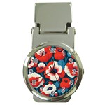 Red Poppies Flowers Art Nature Pattern Money Clip Watches