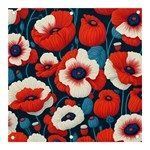 Red Poppies Flowers Art Nature Pattern Banner and Sign 3  x 3 
