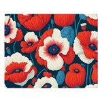 Red Poppies Flowers Art Nature Pattern Premium Plush Fleece Blanket (Large)