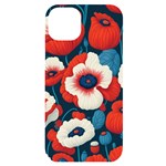 Red Poppies Flowers Art Nature Pattern iPhone 14 Plus Black UV Print Case