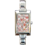 Vintage Floral Flower Art Nature Blooming Blossom Botanical Botany Pattern Rectangle Italian Charm Watch