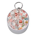 Vintage Floral Flower Art Nature Blooming Blossom Botanical Botany Pattern Mini Silver Compasses