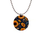 Flowers Pattern Spring Bloom Blossom Rose Nature Flora Floral Plant 1  Button Necklace