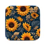 Flowers Pattern Spring Bloom Blossom Rose Nature Flora Floral Plant Square Metal Box (Black)