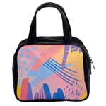 Abstract Lines Dots Pattern Purple Pink Blue Classic Handbag (Two Sides)