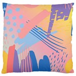 Abstract Lines Dots Pattern Purple Pink Blue Large Premium Plush Fleece Cushion Case (Two Sides)