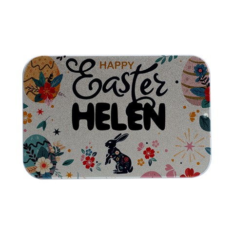 Personalized Easter Name Open Lip Metal Box Open Lid Metal Box (Silver)   from ArtsNow.com Front